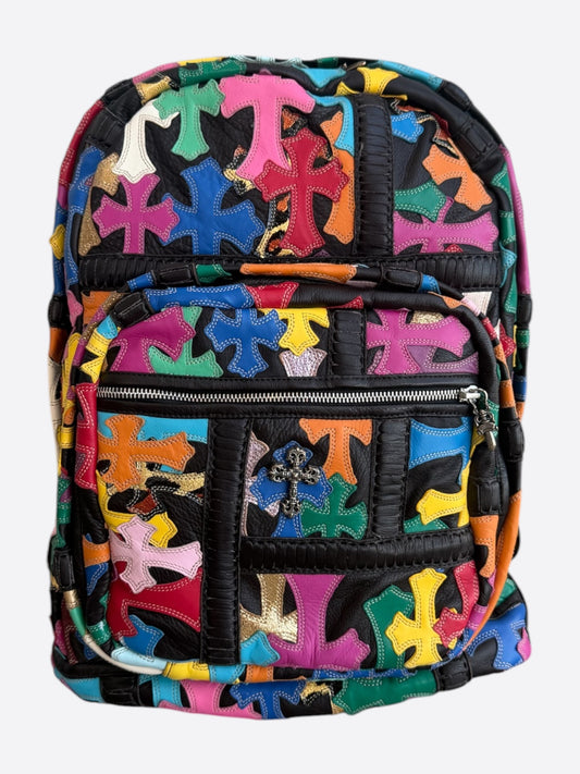 Chrome Hearts Black Multicolor Cross Patch Leather Backpack