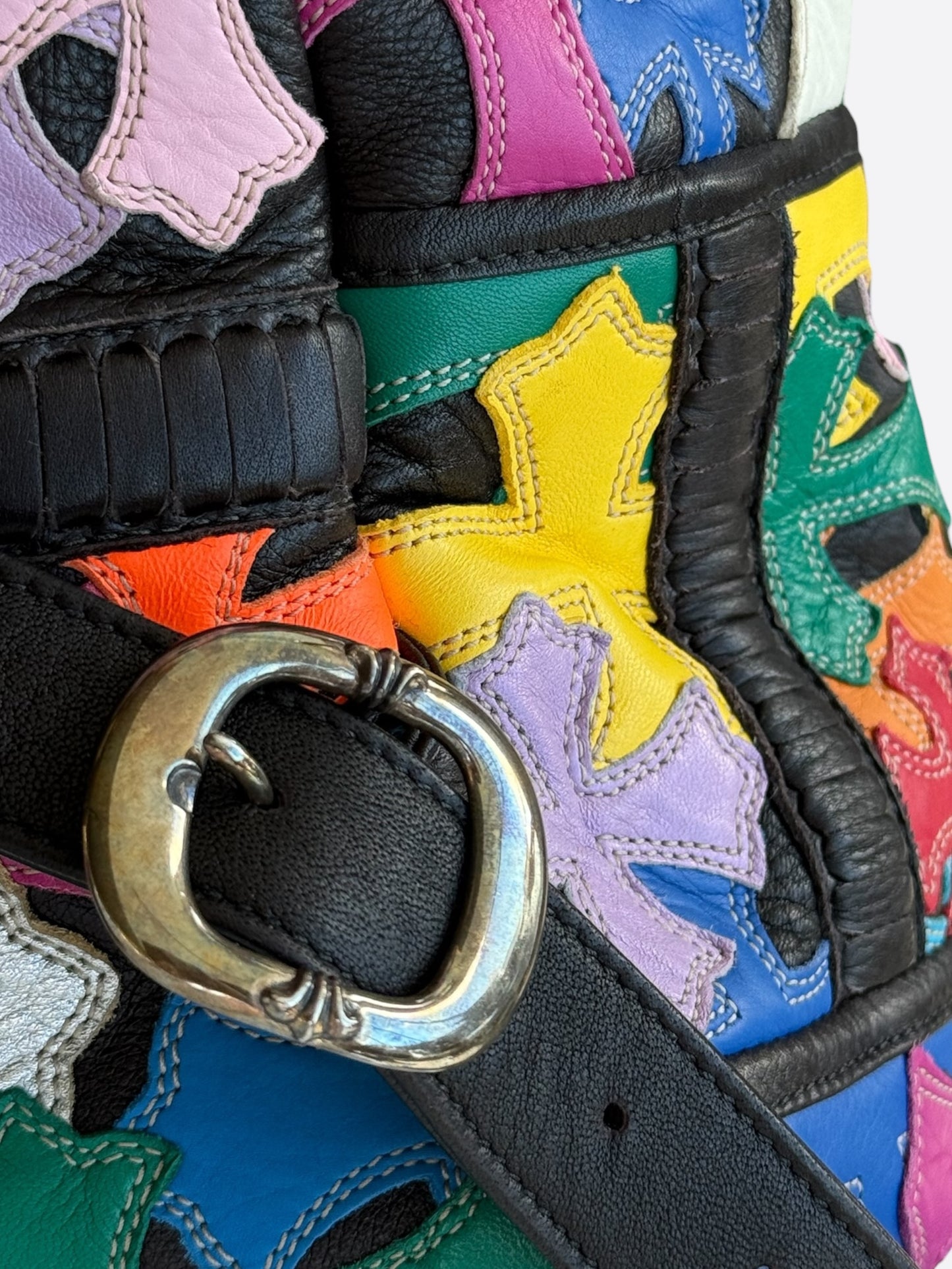 Chrome Hearts Black Multicolor Cross Patch Leather Backpack