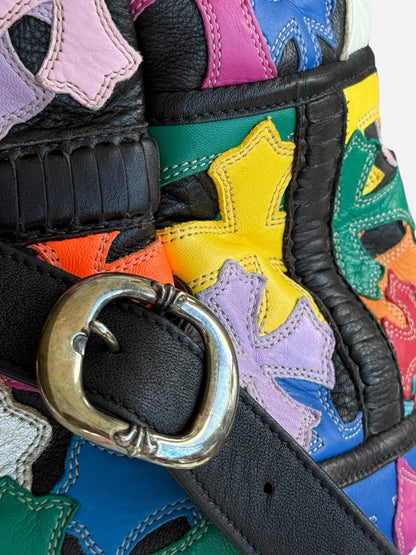 Chrome Hearts Black Multicolor Cross Patch Leather Backpack