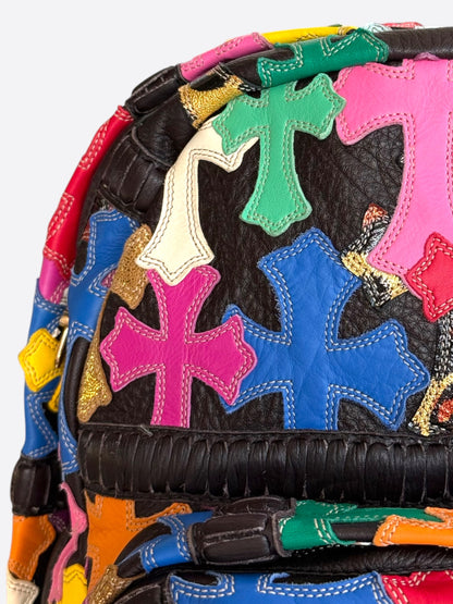 Chrome Hearts Black Multicolor Cross Patch Leather Backpack