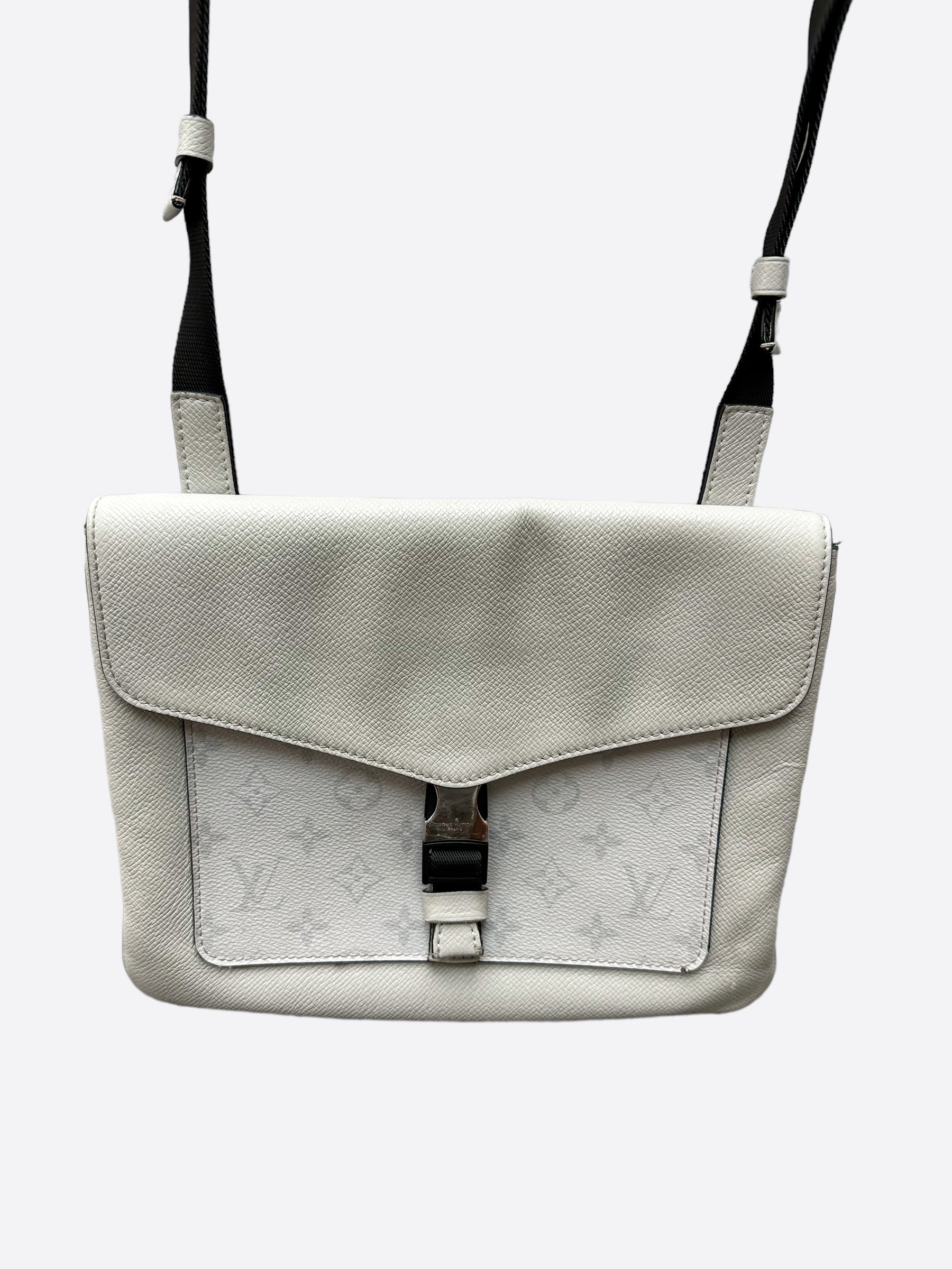 Louis Vuitton White Taigarama Monogram Flap Messenger Bag