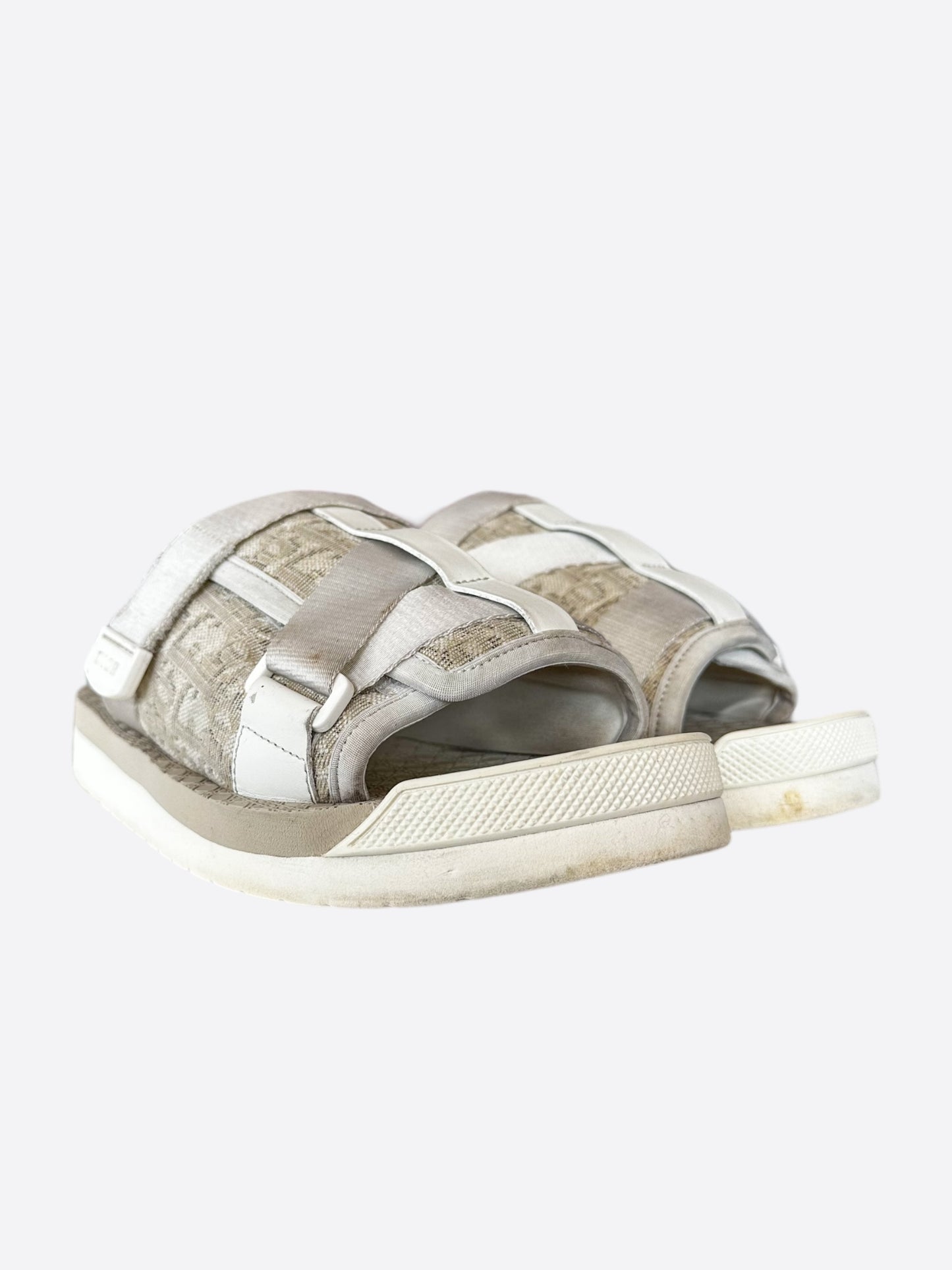 Dior Beige & White Oblique Alpha Sandals