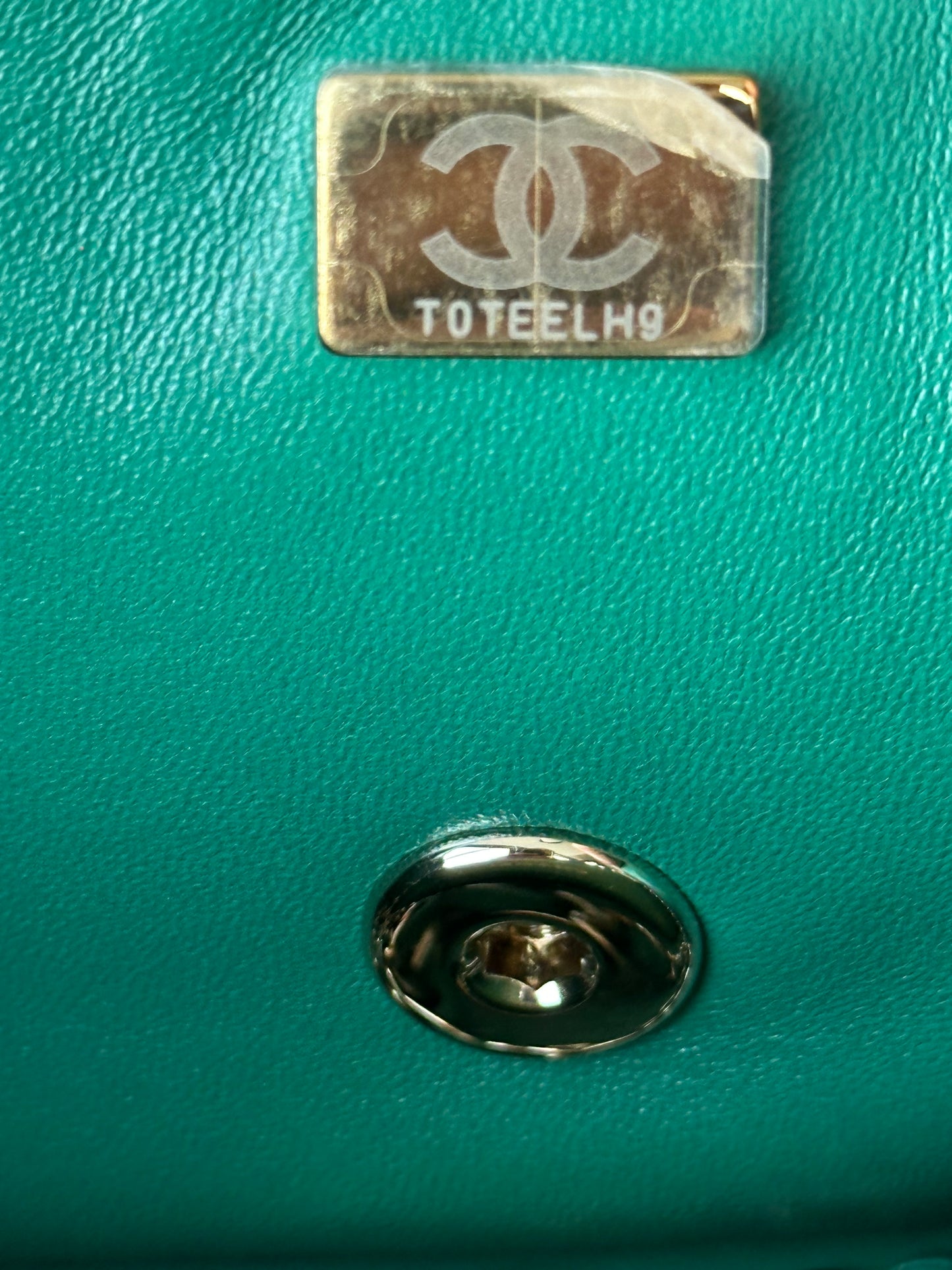 Chanel Green Lambskin Quilted Mini Top Handle Flap Bag