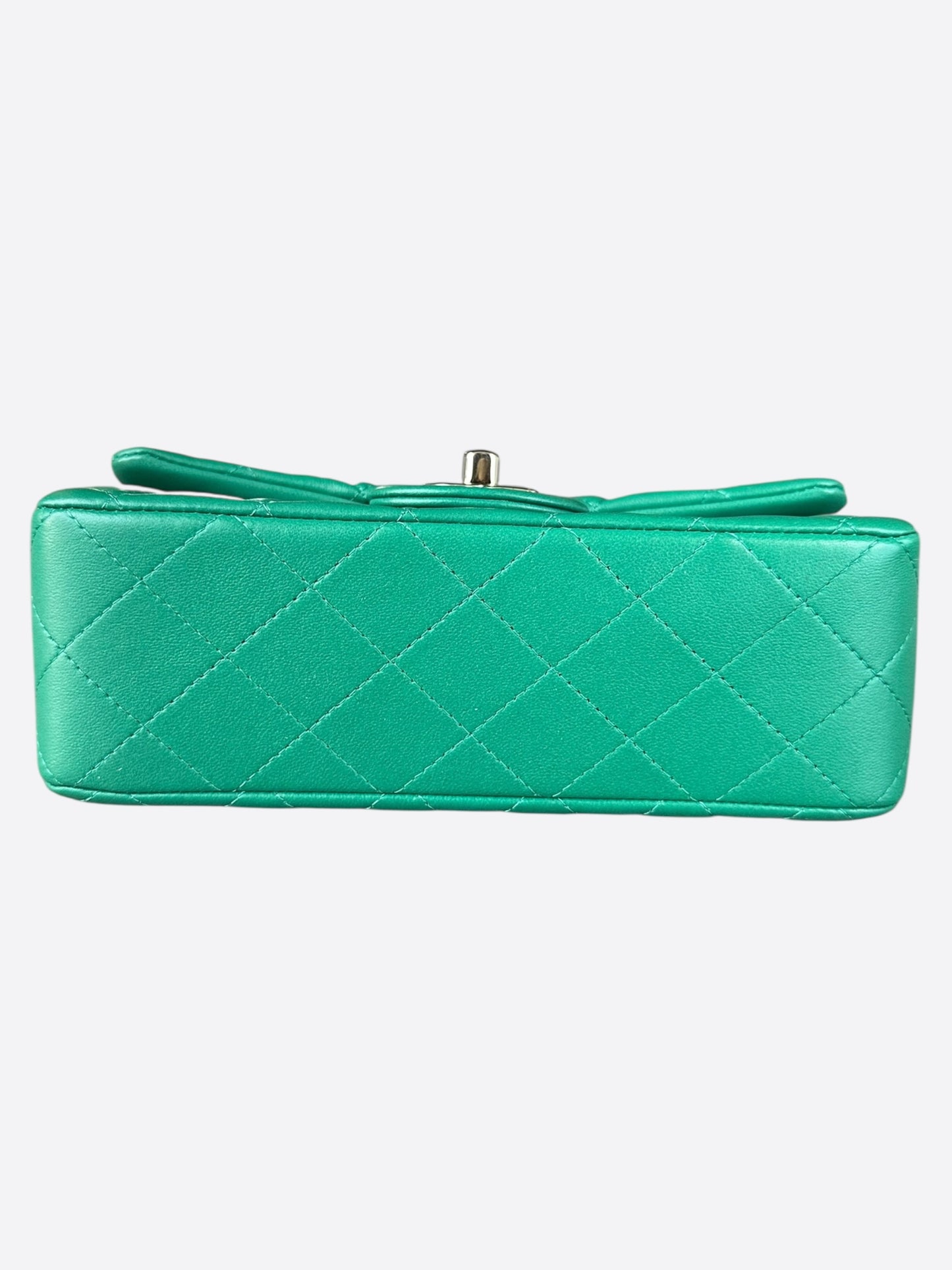 Chanel Green Lambskin Quilted Mini Top Handle Flap Bag