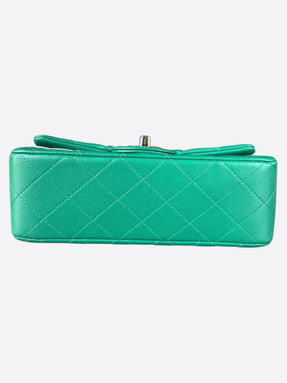 Chanel Green Lambskin Quilted Mini Top Handle Flap Bag