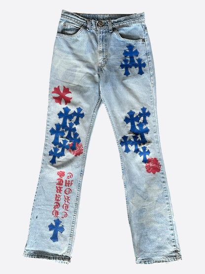 Chrome Hearts Levis Blue Cross Patch Stencil Jeans