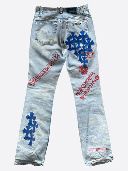 Chrome Hearts Levis Blue Cross Patch Stencil Jeans