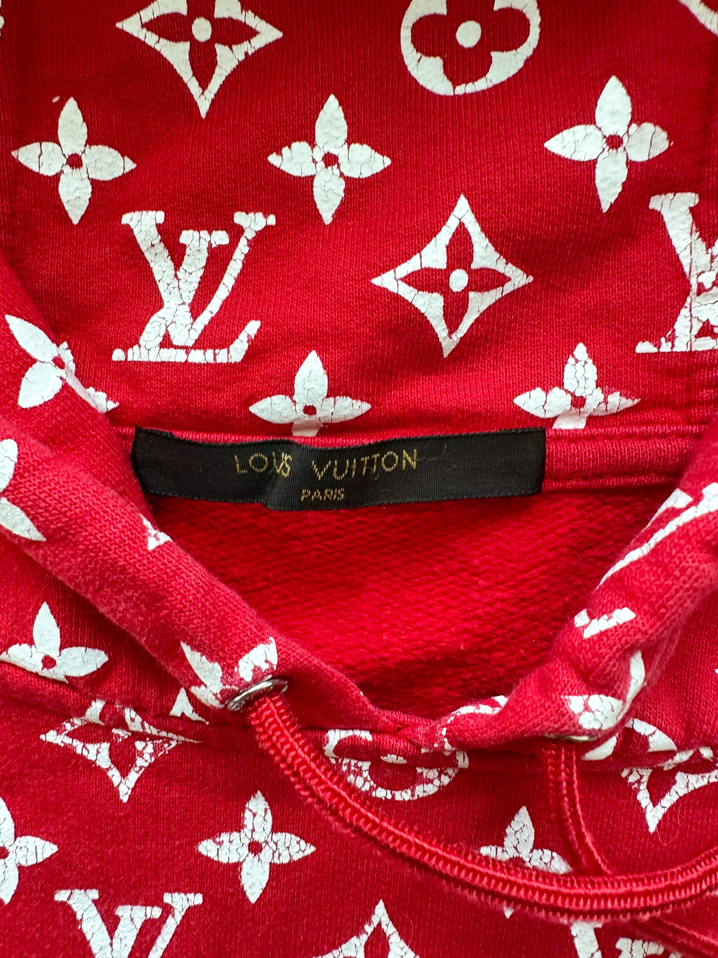 Louis Vuitton X Supreme Red Monogram Cotton Box Logo Hoodie XXXL at 1stDibs