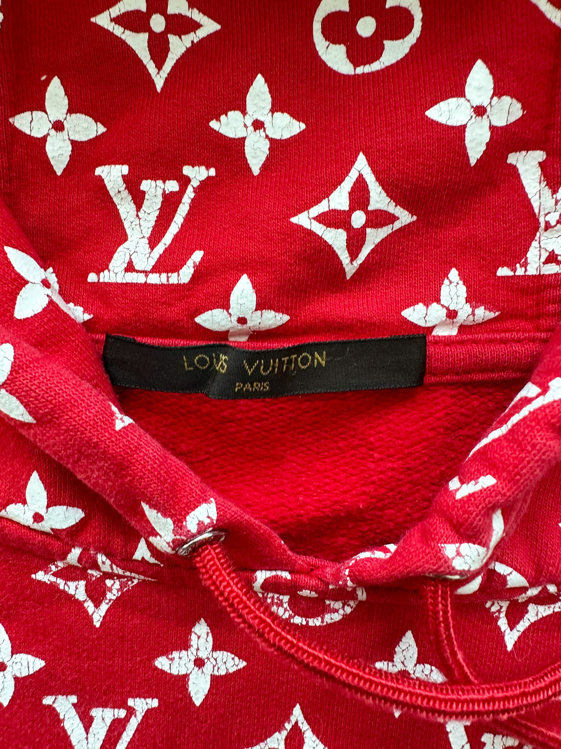 Louis Vuitton Supreme Box Logo Monogram Red White Hoodie Sweatshirt Rare  Invest