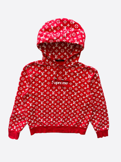 Louis Vuitton Supreme Red Monogram Box Logo Hoodie