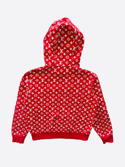 Louis Vuitton Supreme Red Monogram Box Logo Hoodie