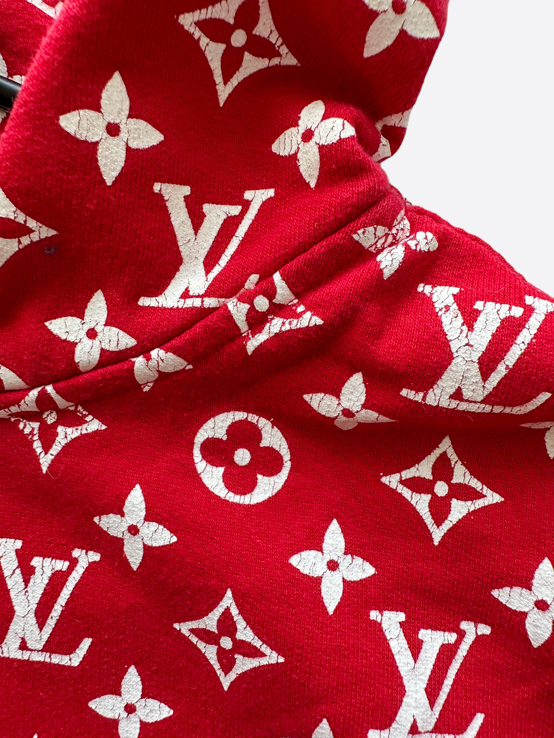 Louis Vuitton Supreme Box Logo Monogram Red White Hoodie