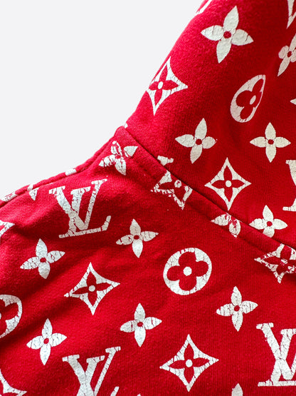 Louis Vuitton Supreme Red Monogram Box Logo Hoodie