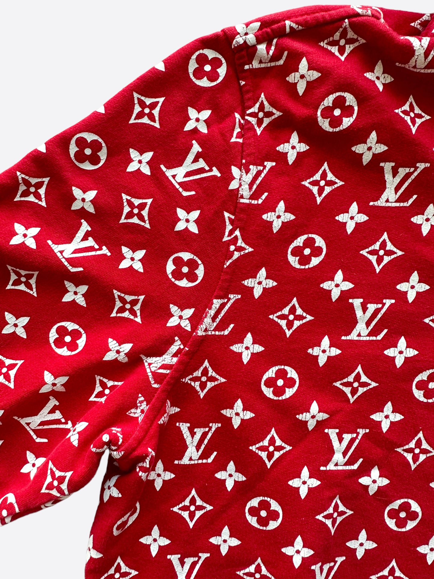 Louis Vuitton X Supreme Red Monogram Cotton Box Logo Hoodie XXXL at 1stDibs