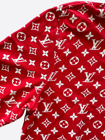 Louis Vuitton Supreme Red Monogram Box Logo Hoodie