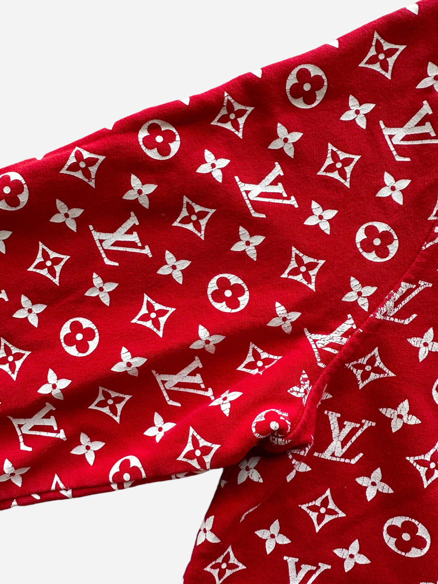 Louis Vuitton X Supreme Red Monogram Cotton Box Logo Hoodie XXXL