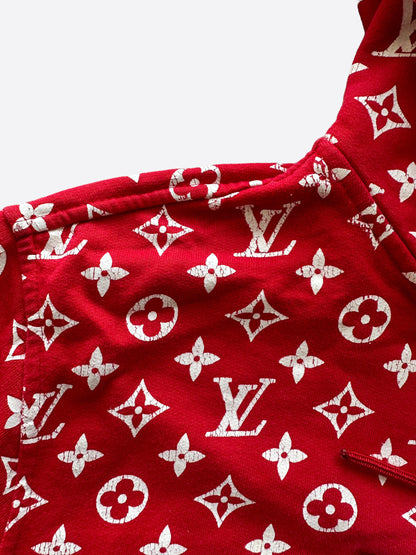 Louis Vuitton Supreme Red Monogram Box Logo Hoodie