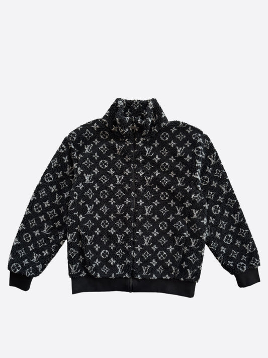 Louis Vuitton Black & Grey Monogram Fleece Jacket