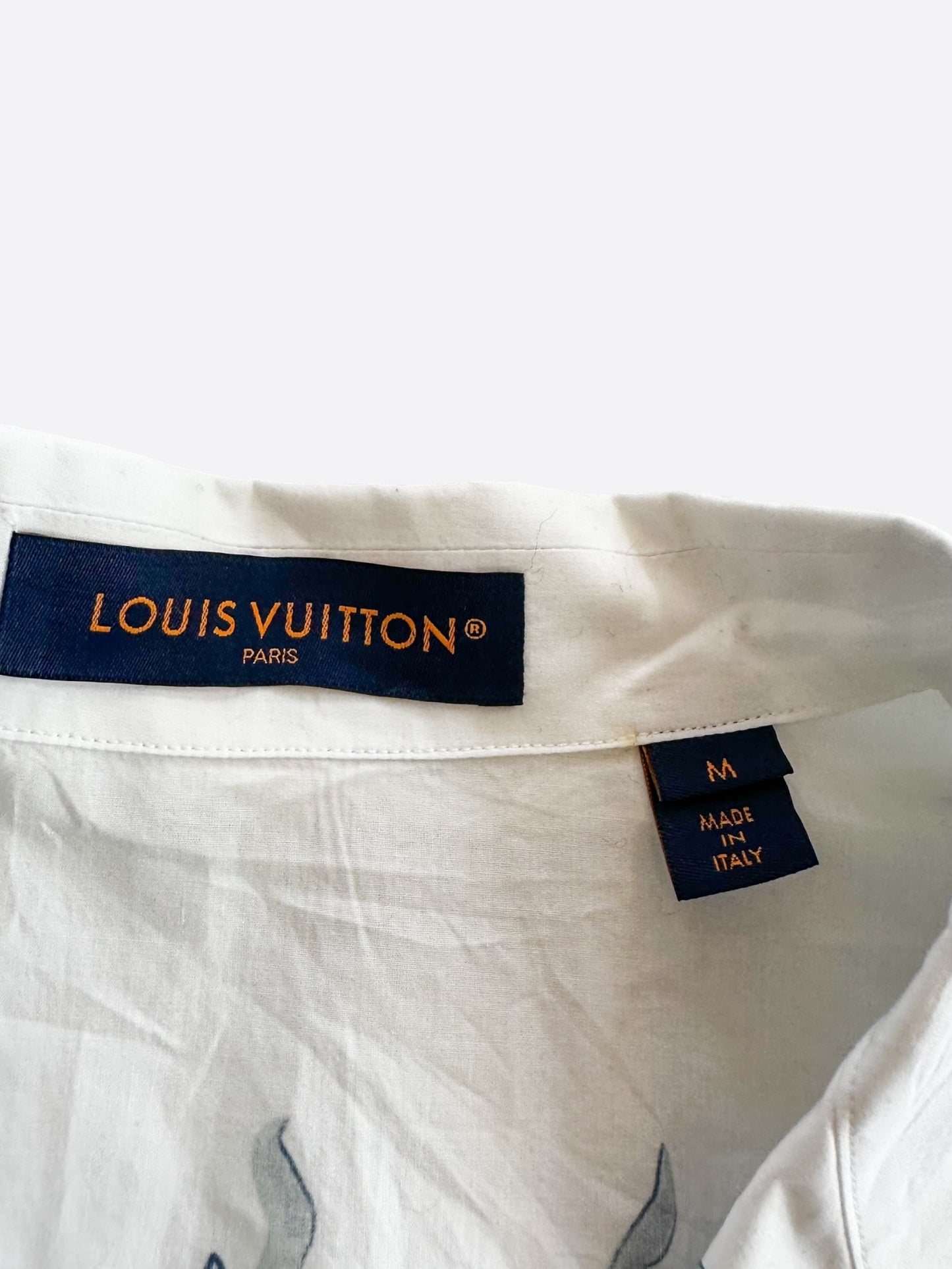 Louis Vuitton Blue & White Aquagarden Monogram Button Up Shirt