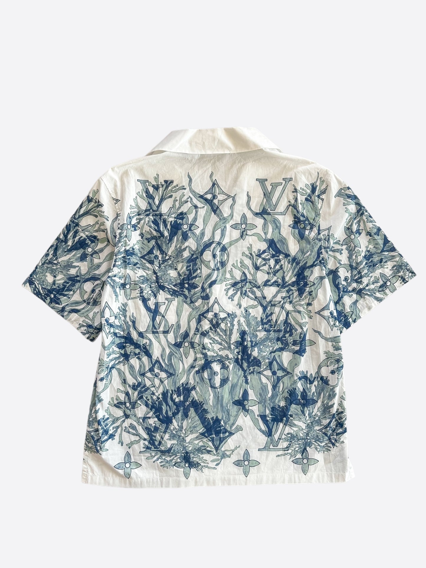 Louis Vuitton Blue & White Aquagarden Monogram Button Up Shirt