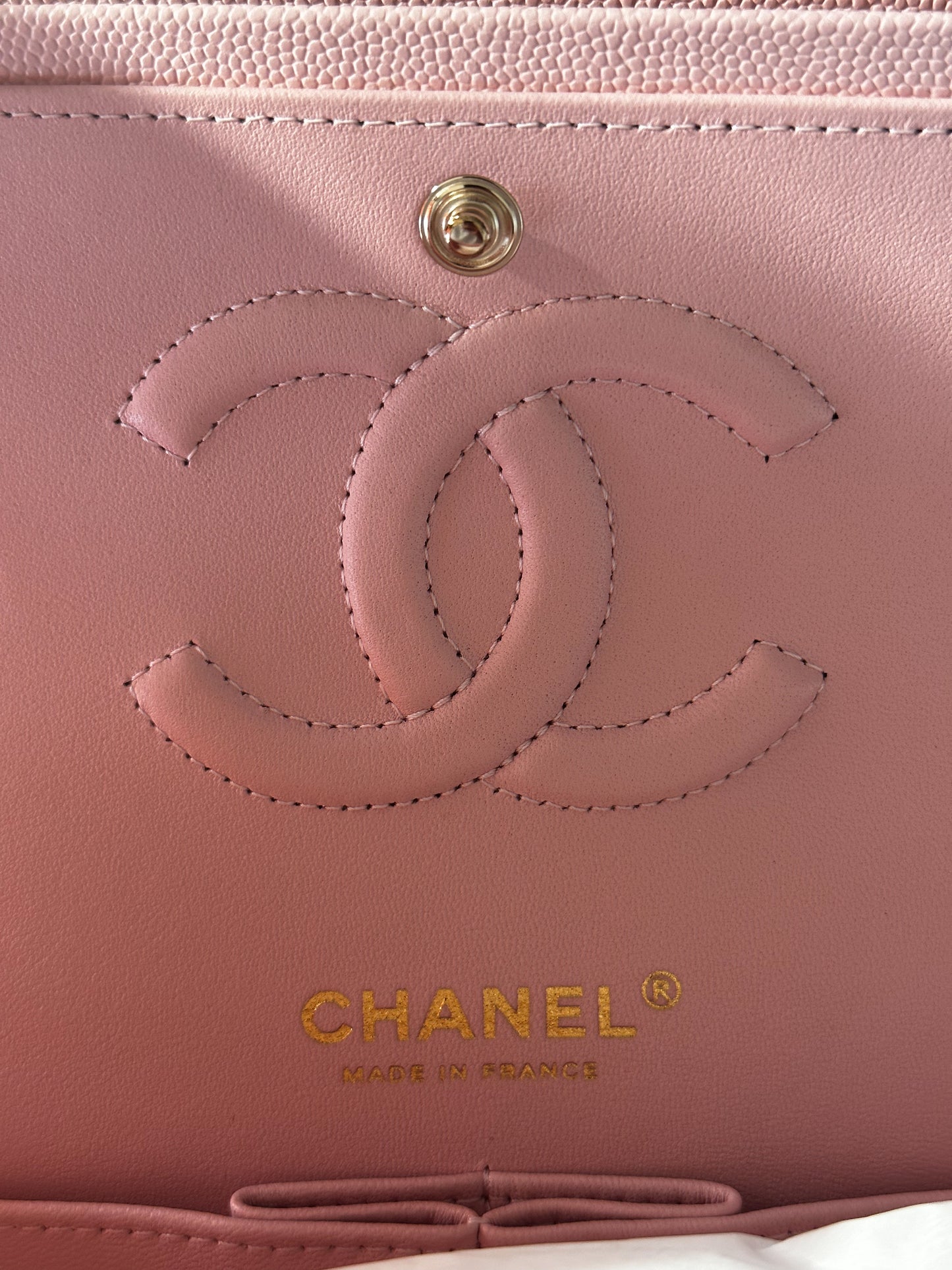 Chanel Pink & Gold Medium Classic Flap Bag