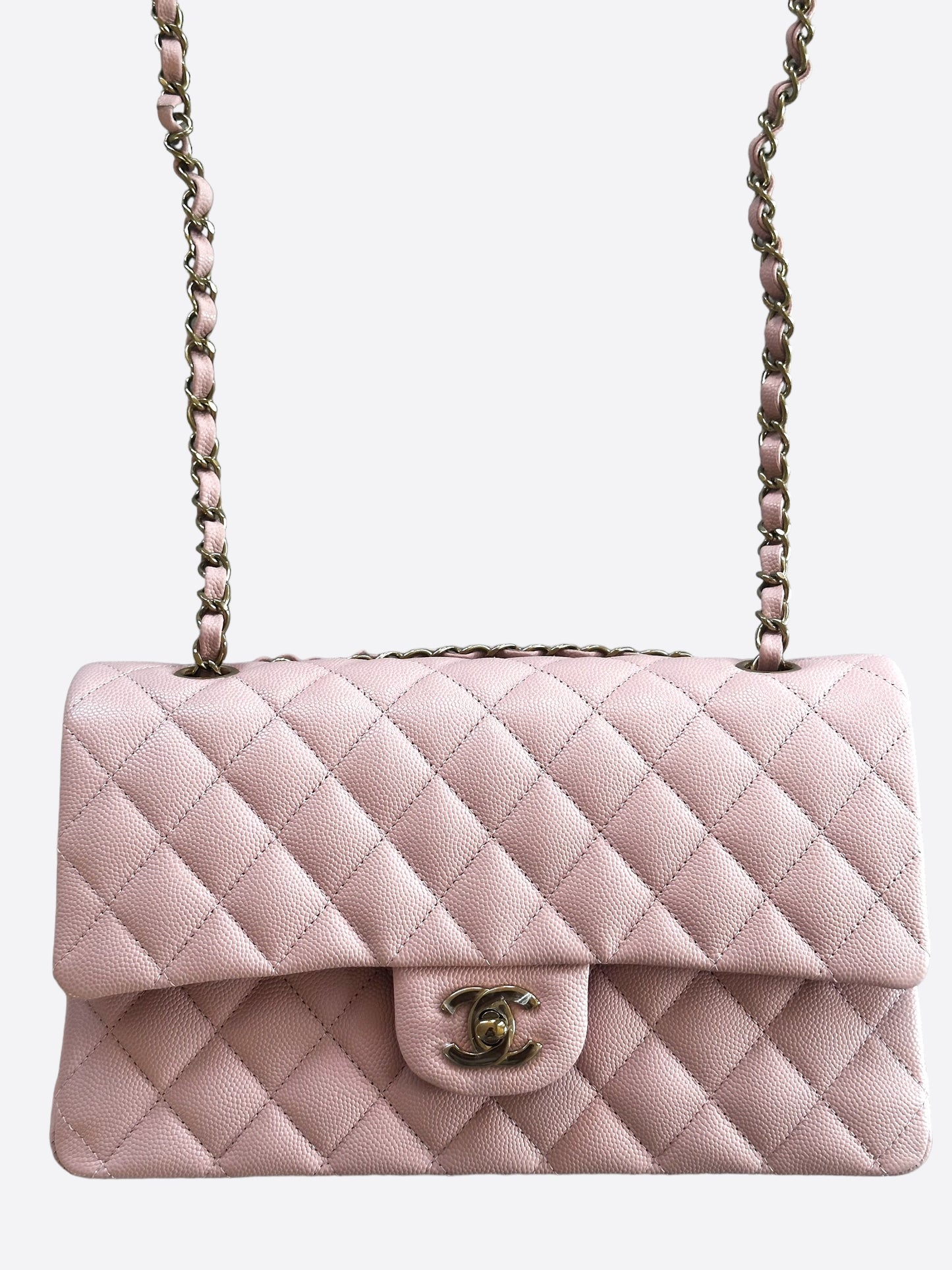 Chanel Pink & Gold Medium Classic Flap Bag