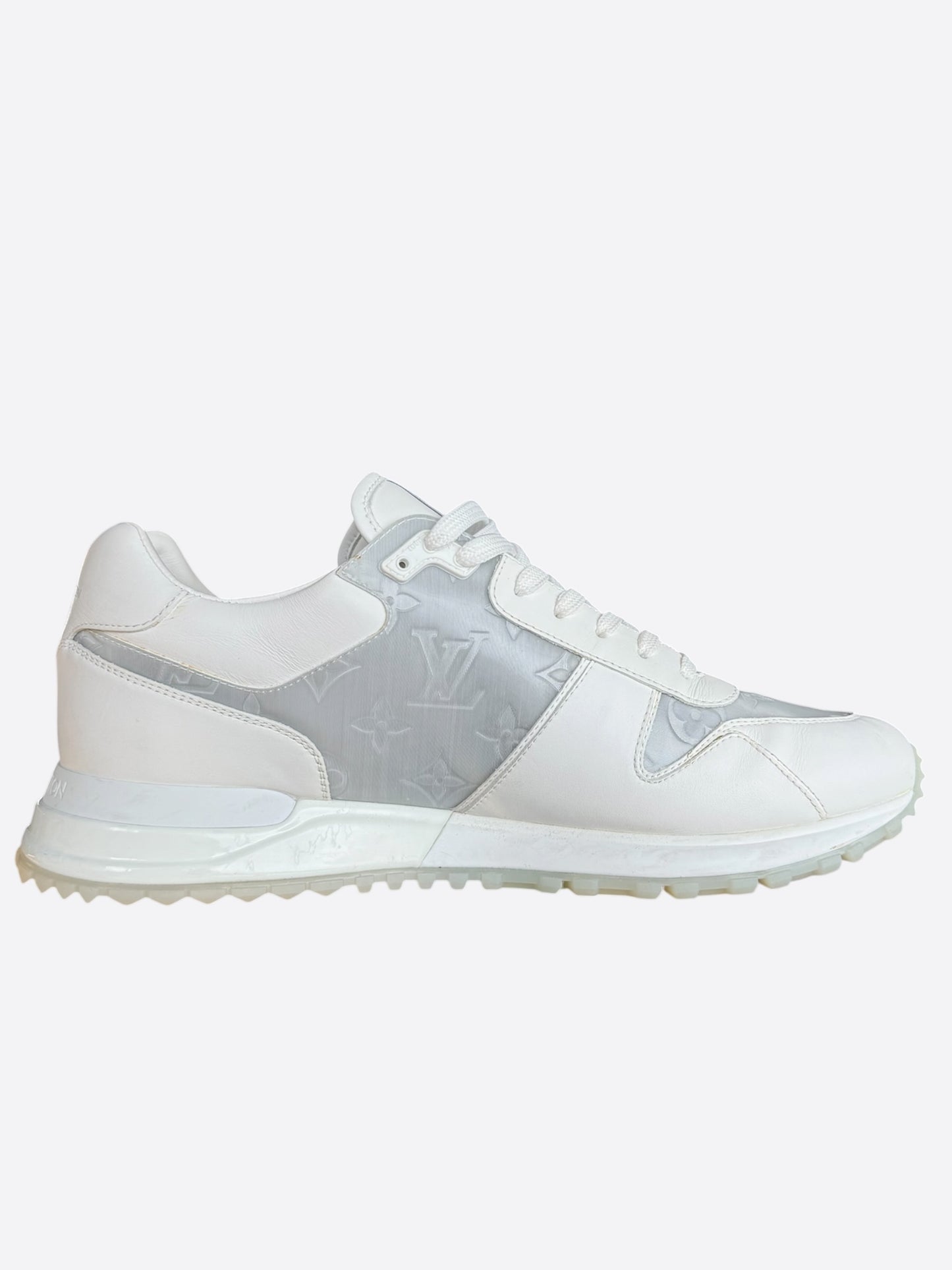 Louis Vuitton White & Silver Monogram Run Away Sneakers