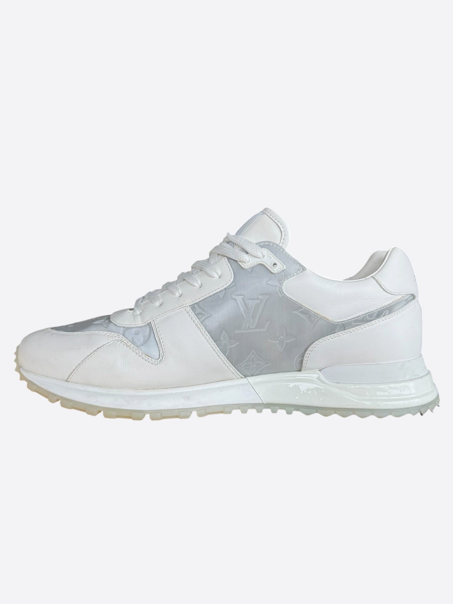 Louis Vuitton White & Silver Monogram Run Away Sneakers