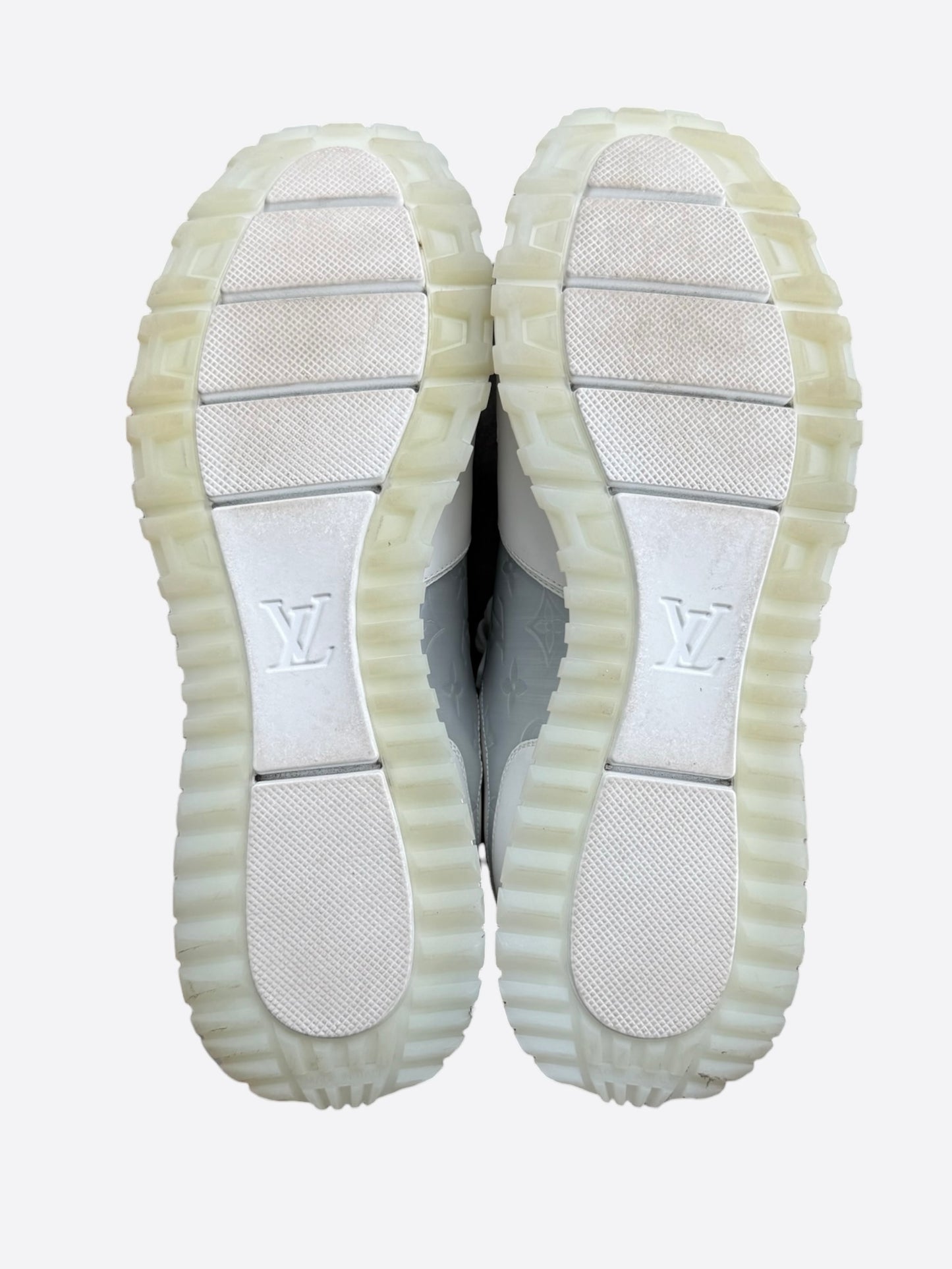 Louis Vuitton White & Silver Monogram Run Away Sneakers
