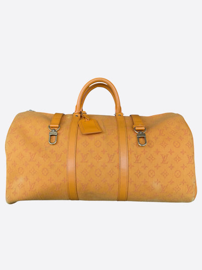 Louis Vuitton Yellow Denim Monogram Keepall 50