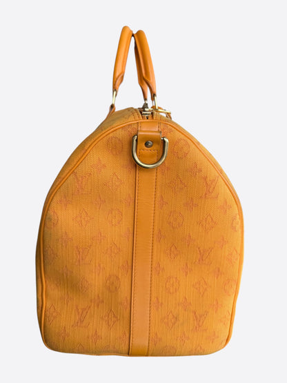 Louis Vuitton Yellow Denim Monogram Keepall 50