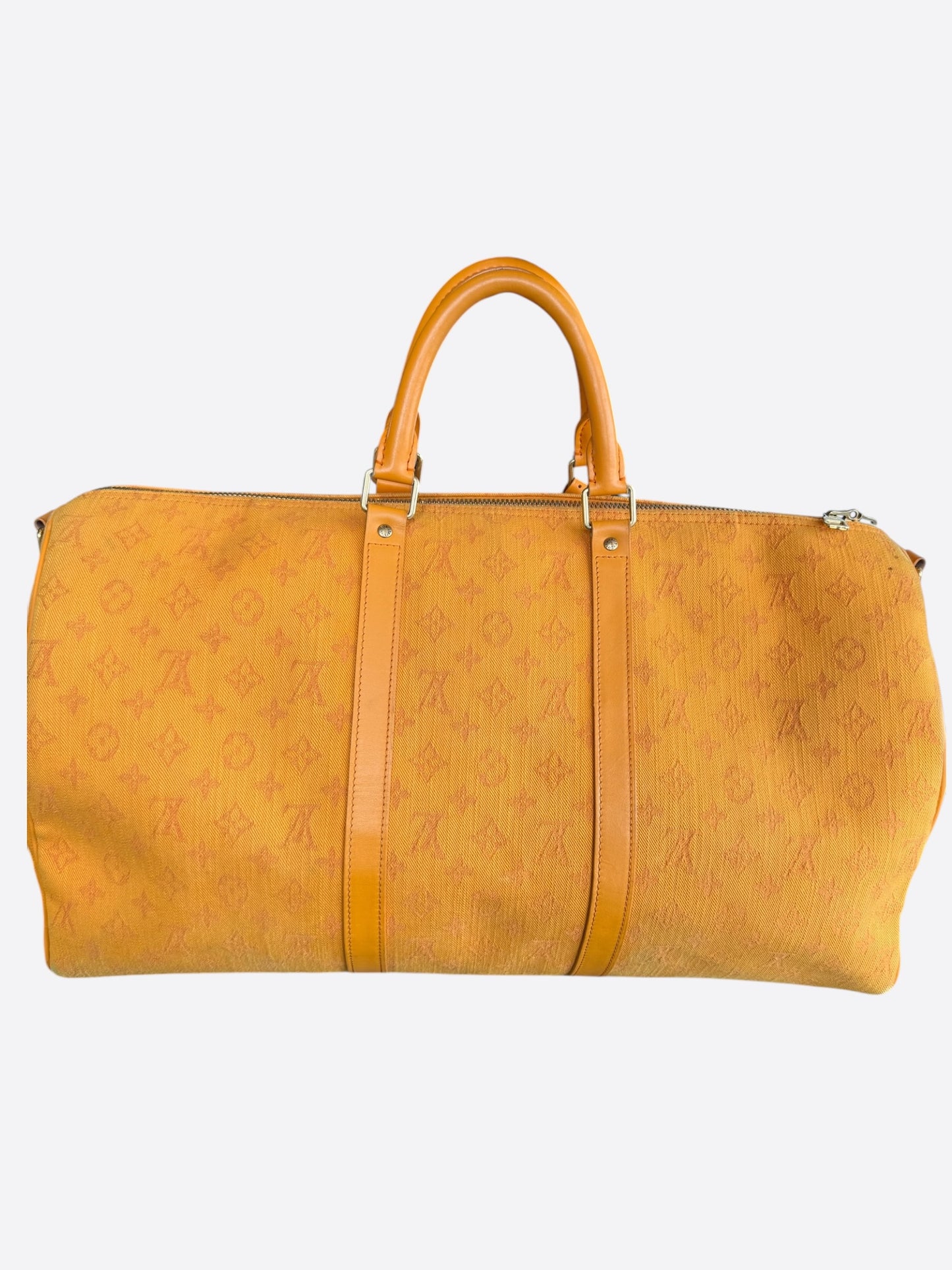 Louis Vuitton Yellow Denim Monogram Keepall 50