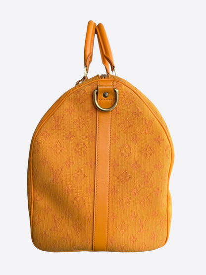 Louis Vuitton Yellow Denim Monogram Keepall 50