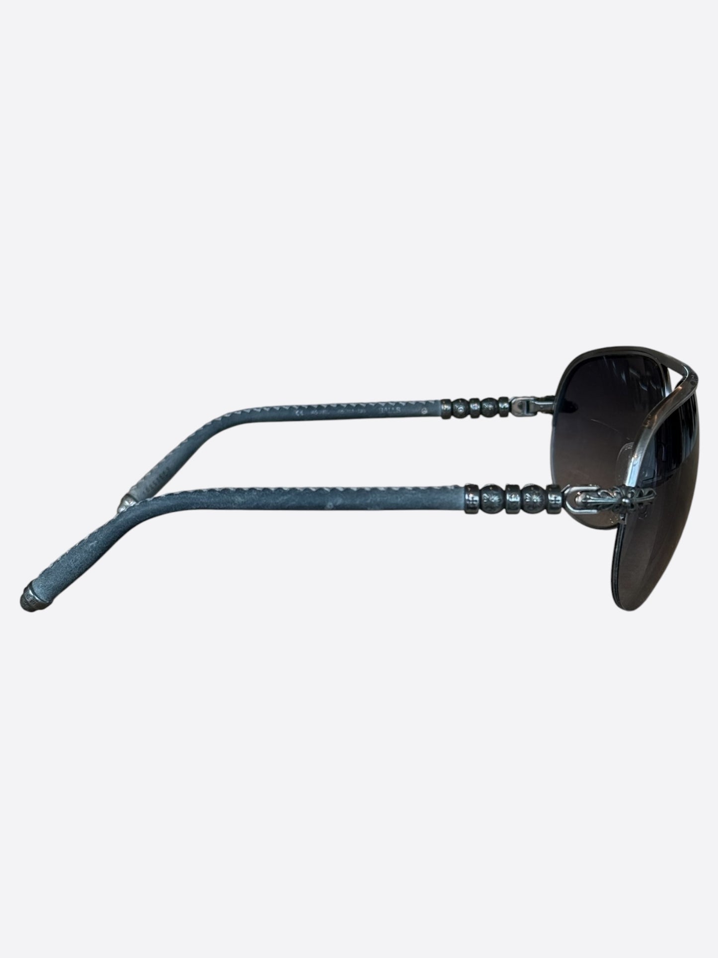 Chrome Hearts Grey Leather & Silver Balls Sunglasses