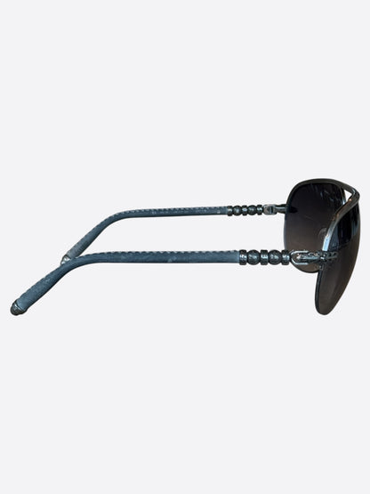 Chrome Hearts Grey Leather & Silver Balls Sunglasses