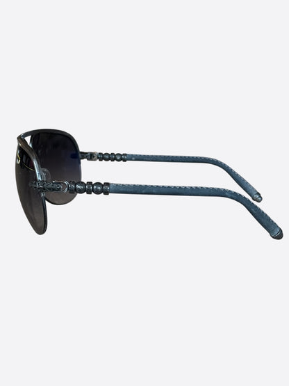 Chrome Hearts Grey Leather & Silver Balls Sunglasses