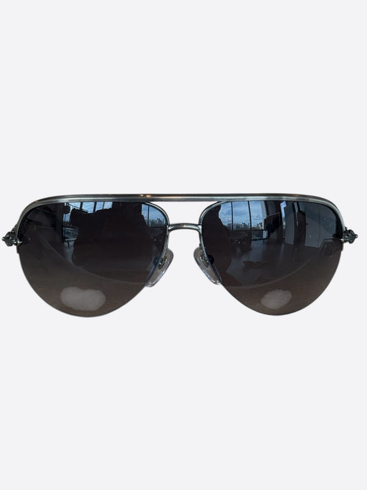 Chrome Hearts Grey Leather & Silver Balls Sunglasses