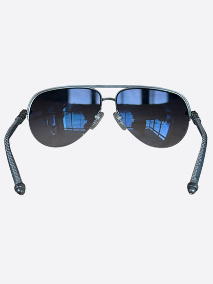 Chrome Hearts Grey Leather & Silver Balls Sunglasses