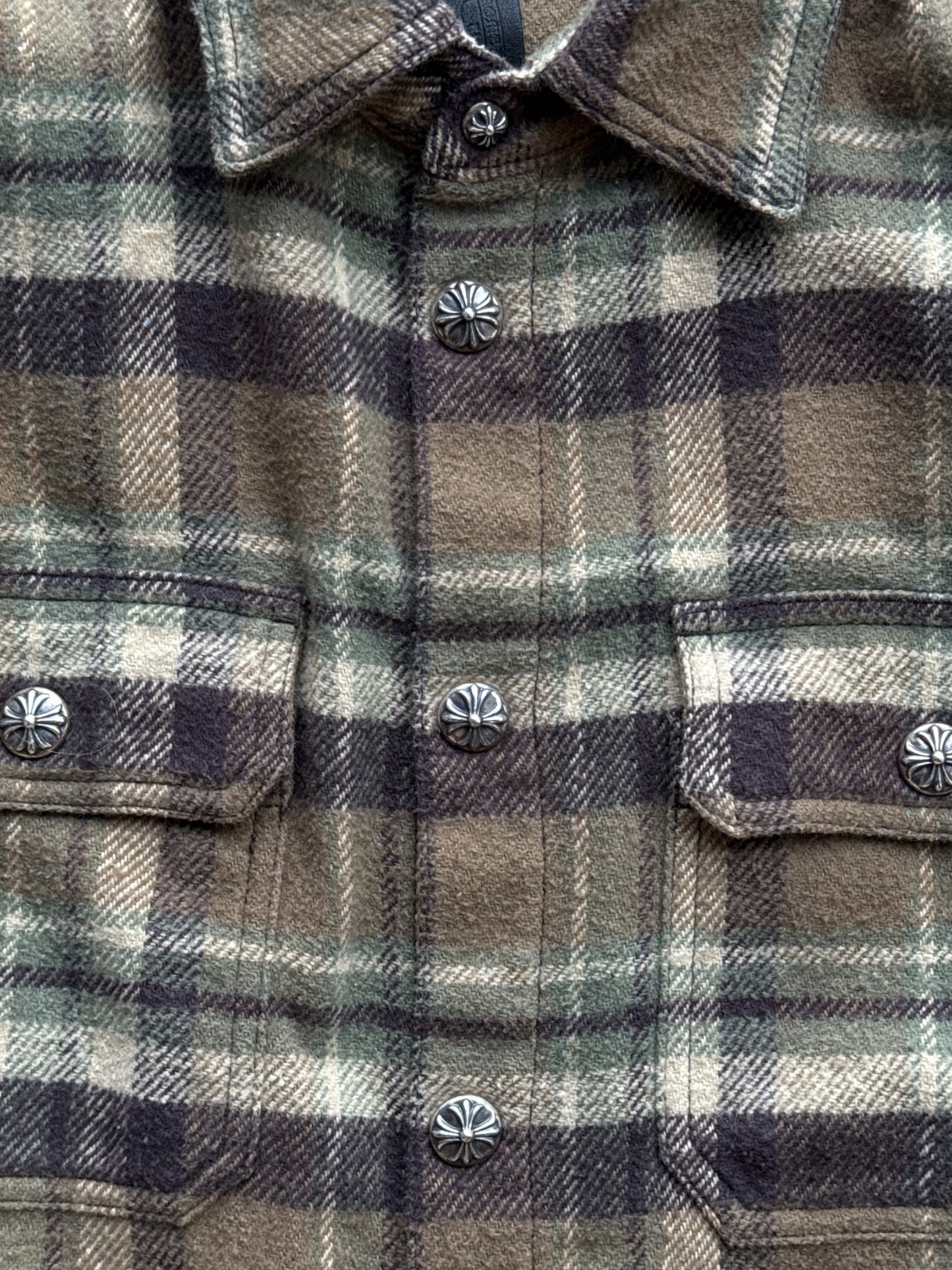 Chrome Hearts Brown Plaid Flannel Jacket