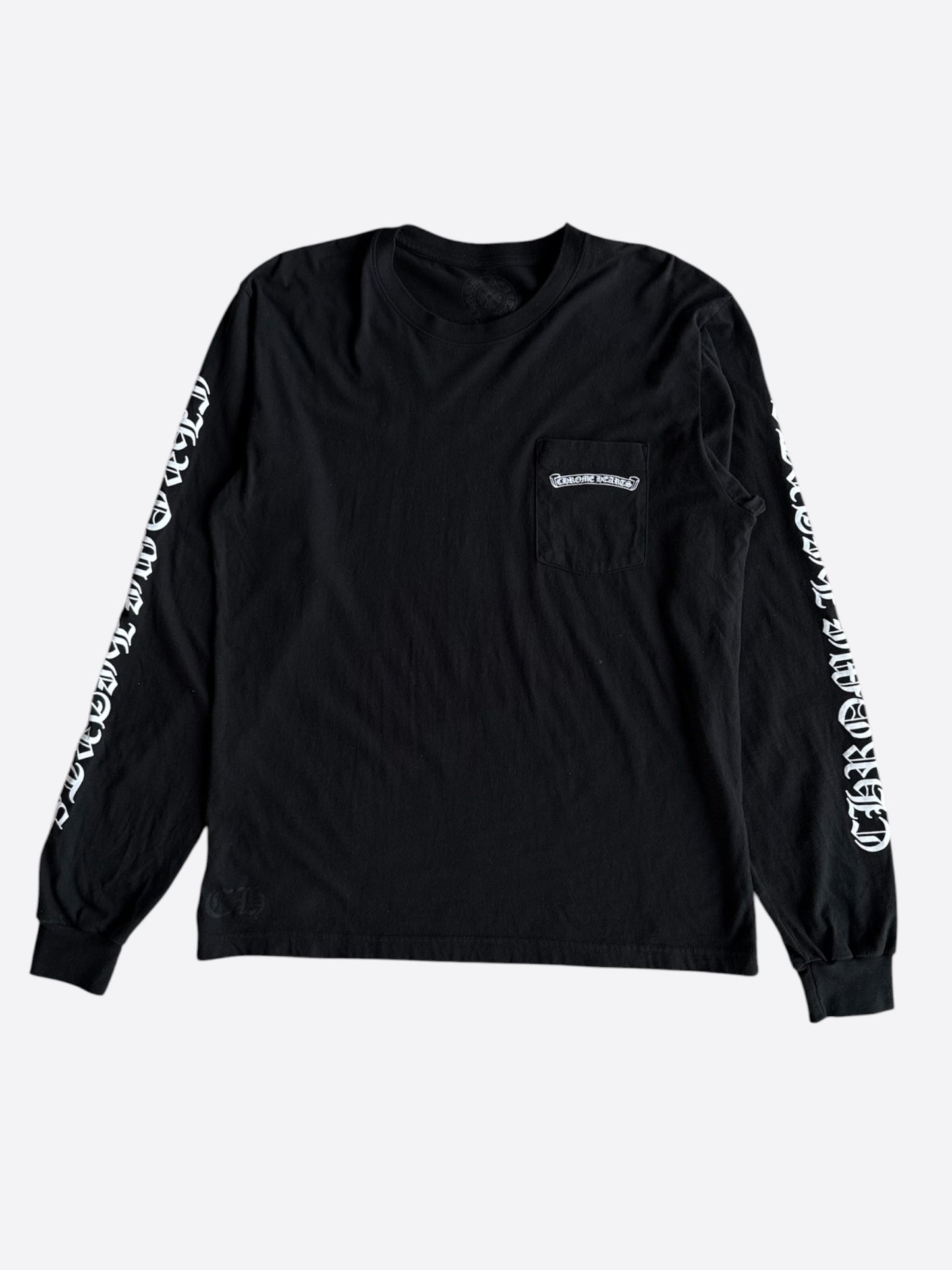 Chrome Hearts Black & White Scroll Logo Longsleeve T-Shirt