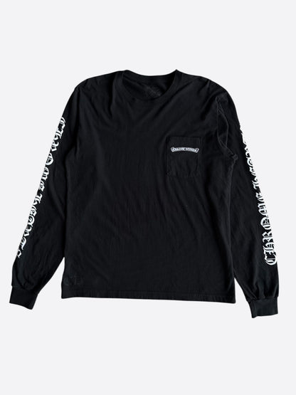 Chrome Hearts Black & White Scroll Logo Longsleeve T-Shirt