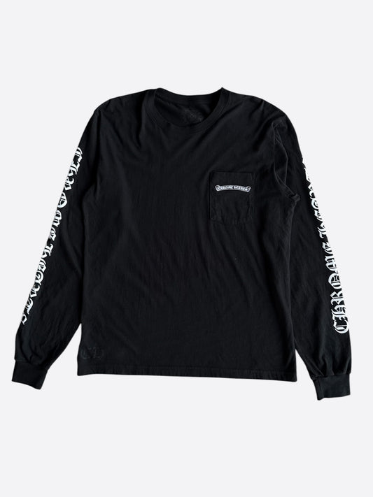 Chrome Hearts Black & White Scroll Logo Longsleeve T-Shirt