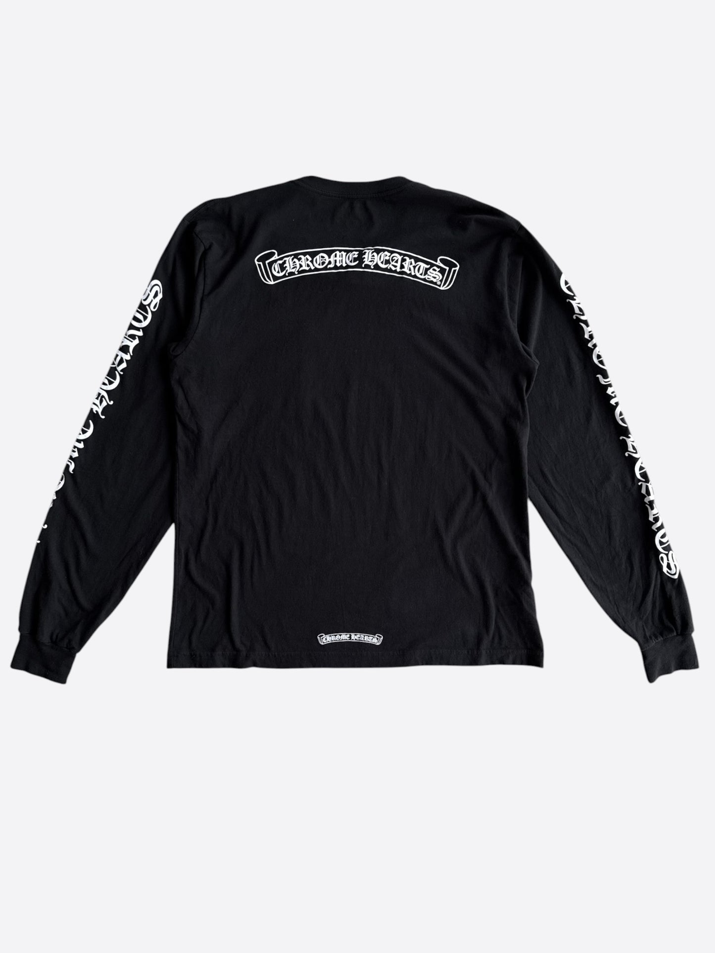 Chrome Hearts Black & White Scroll Logo Longsleeve T-Shirt