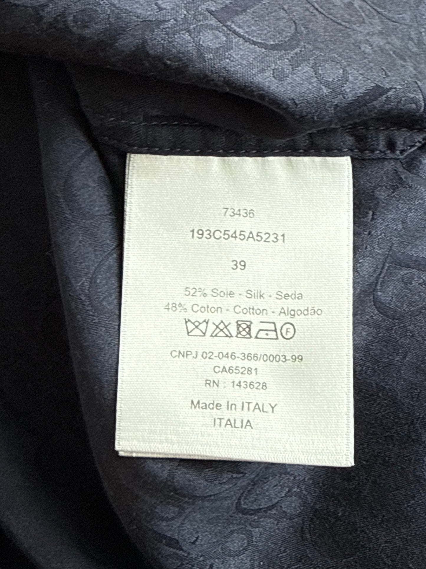 Dior Blue Oblique Silk Button Up Shirt