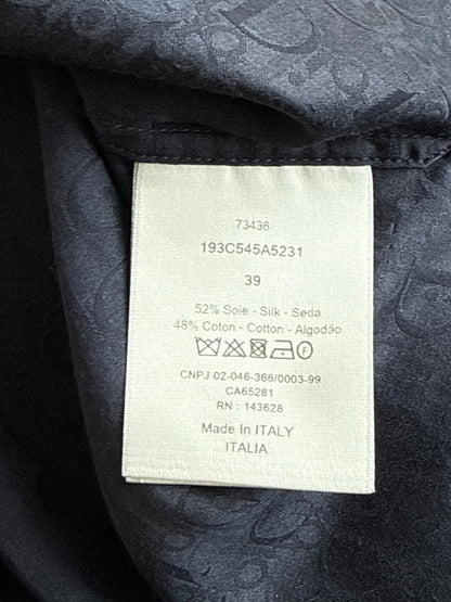 Dior Blue Oblique Silk Button Up Shirt