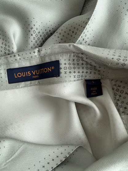 Louis Vuitton Grey LV Pixel Monogram Silk Button Up Shirt