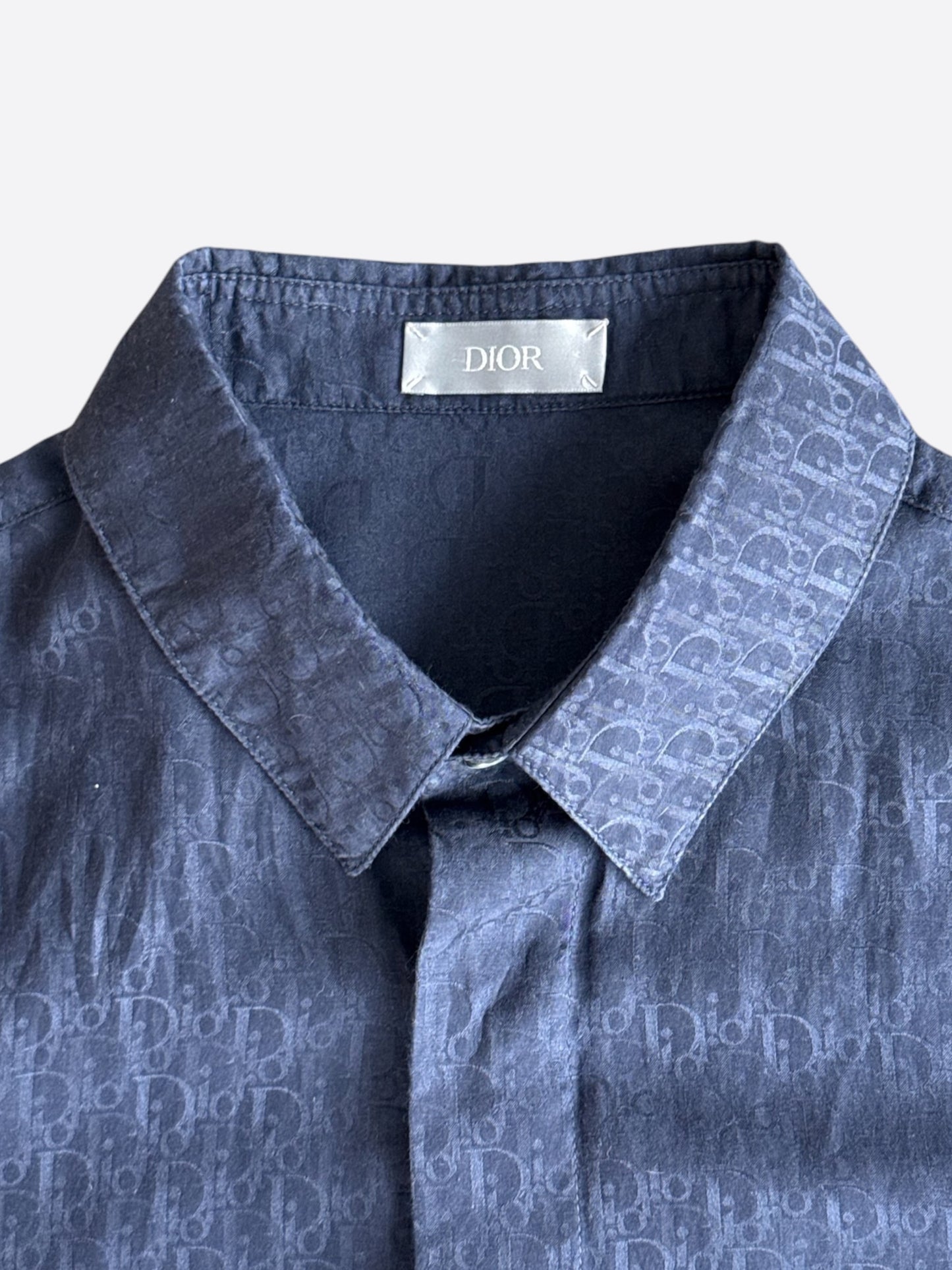 Dior Blue Oblique Silk Button Up Shirt