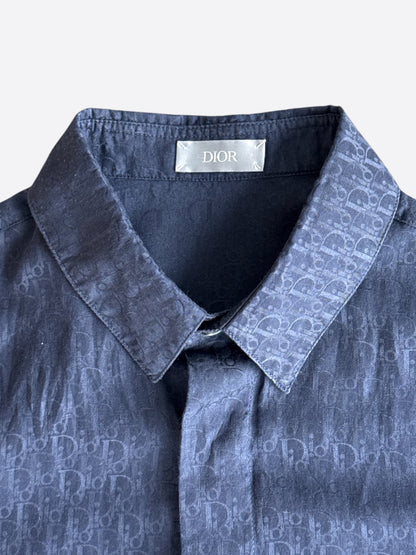 Dior Blue Oblique Silk Button Up Shirt