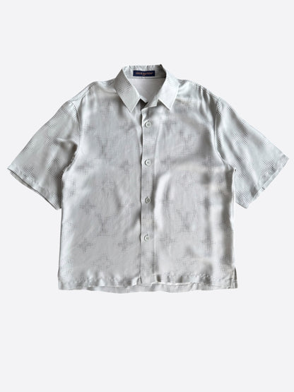 Louis Vuitton Grey LV Pixel Monogram Silk Button Up Shirt