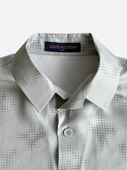 Louis Vuitton Grey LV Pixel Monogram Silk Button Up Shirt
